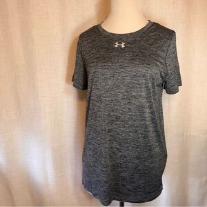 Under Armour Shirt Womens Medium Heat Gear Loose Fit Heathered Gray Twisted Tech